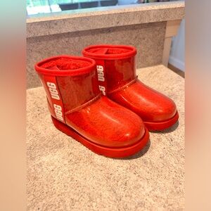 UGG Classic Clear Mini Boots Hibiscus Red Kids Size US 12